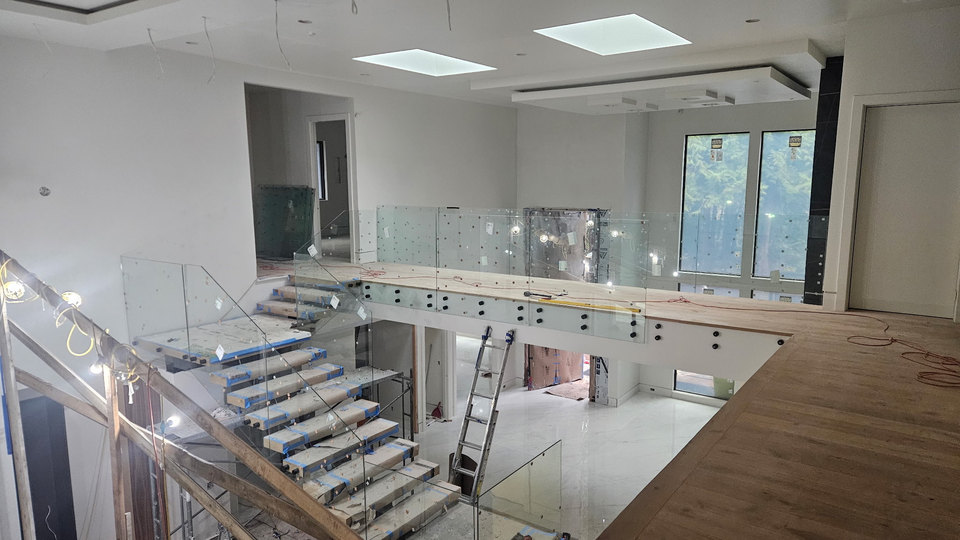 Interior glass-railing project in progress